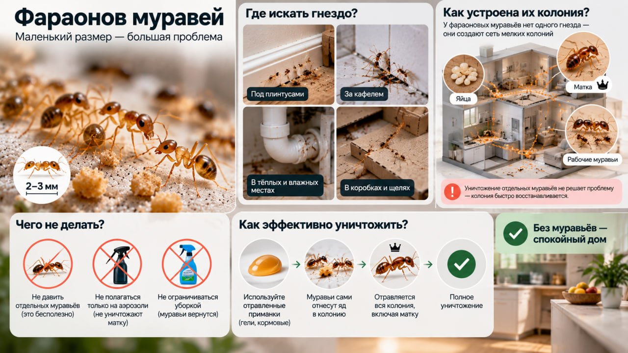 Фараонов муравей где искать гнездо